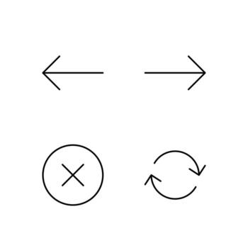espalda adelante cerca y actualizar línea icono conjunto para web tablero interfaz vector