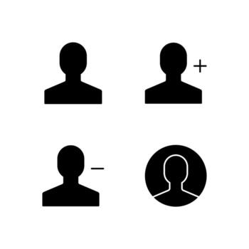 User Profile User Add and User Remove Solid Icon Set for Modern Web System vector