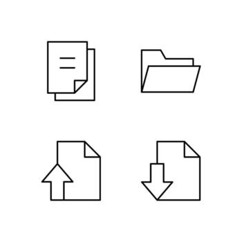 File Folder Upload and Download Line Icon Set for Digital Platform Design vector