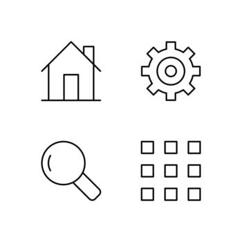 Home Settings Search and Menu Line Icon Set for App User Interface Design vector