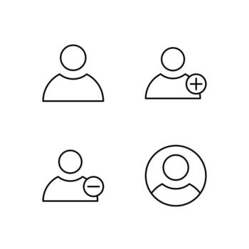 User Profile User Add and User Remove Line Icon Set for App User Experience UI vector