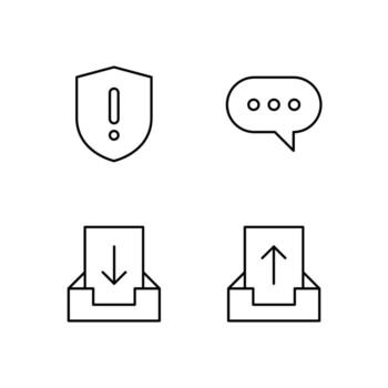 Warning Message Inbox and Outbox Line Icon Set for App User Experience UI vector