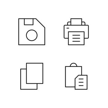 Save Print Copy and Paste Line Icon Set for App User Experience UI vector