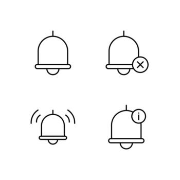Bell Bell Off Alert and Info Line Icon Set for App User Experience UI vector