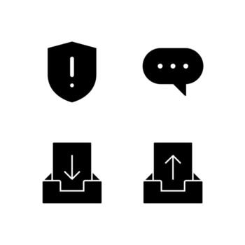Warning Message Inbox and Outbox Solid Icon Set for Digital Platform Design vector