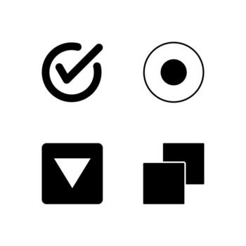 Checkbox Radio Button Dropdown and Tab Solid Icon Set for Mobile Application vector