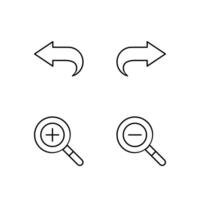 deshacer rehacer enfocar en y enfocar fuera línea icono conjunto para aplicación usuario experiencia ui vector