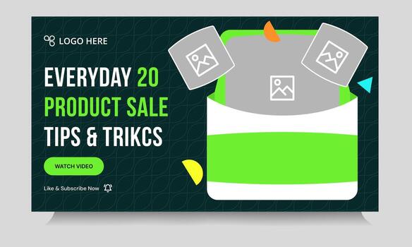 Best tutorial thumbnail design for product idea, customizable thumbnail design, product concept cover, editable eps 10 file format vector