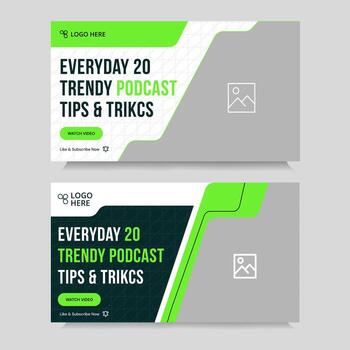 Editable daily podcast thumbnail banner design, podcast sound tips and trick cover banner design, fully customizable eps 10 file format vector
