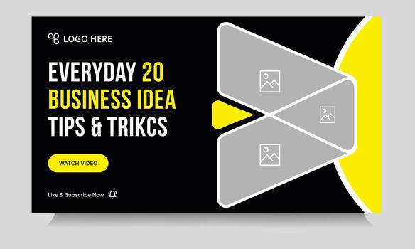 Best tutorial thumbnail design for business idea, customizable thumbnail design, product concept cover, editable eps 10 file format vector