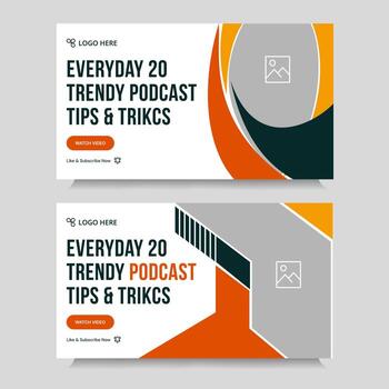 Editable podcast thumbnail banner design, podcast sound tips and trick cover banner design, fully customizable eps 10 file format vector