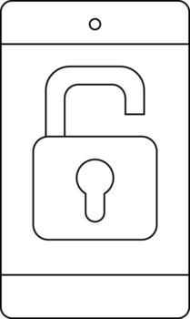 smartphone icon and open padlock icon with white background vector