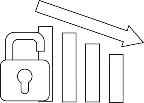 abierto candado icono y abajo grafico icono con blanco antecedentes vector