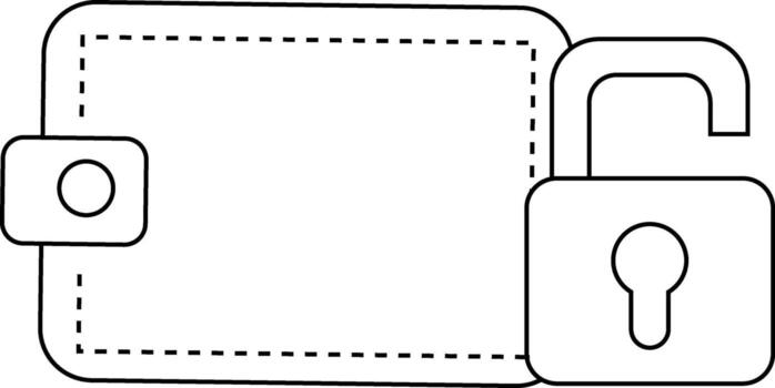 open padlock icon and wallet icon with white background vector