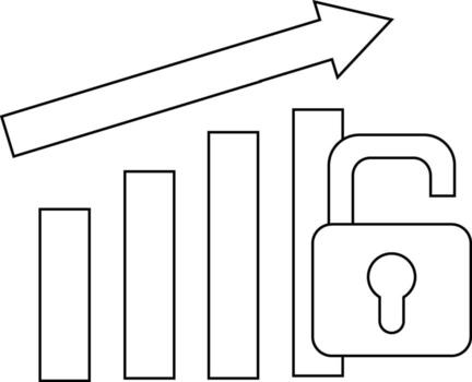abierto candado icono y creciente grafico icono con blanco antecedentes vector