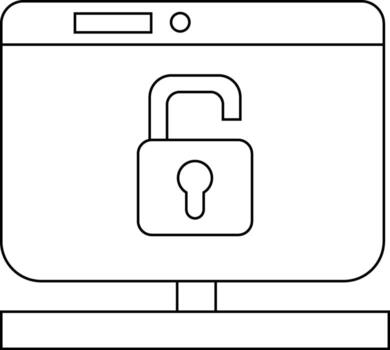 monitor icono y abierto candado icono con blanco antecedentes vector