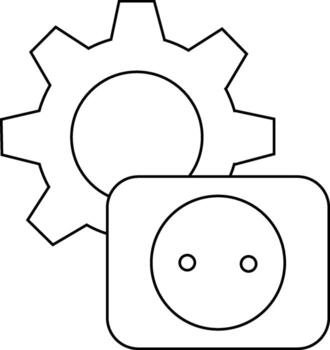 gear icon and socket icon with white background vector