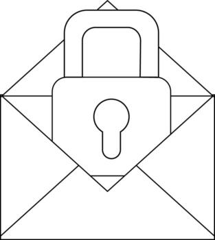 open message icon and padlock icon with white background vector