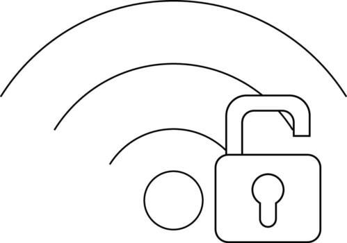 wifi icon and open padlock icon with white background vector