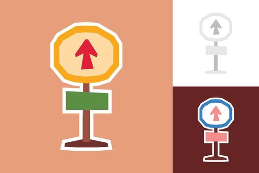 Signpost Sticker in Flat Solid Color Flat with a Cutout Style in Three Colour Style vector