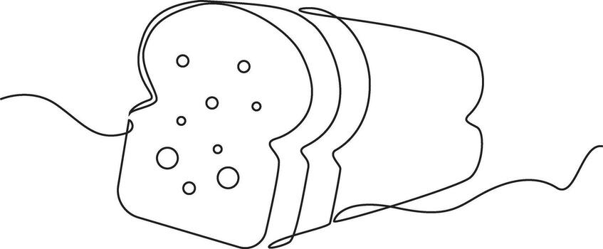A continuous line drawing of two slices of toasted bread, showing a simple yet elegant style. vector