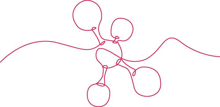 continuo línea dibujo representa un molecular estructura con interconectado esferas, exhibiendo un minimalista artístico representación. vector