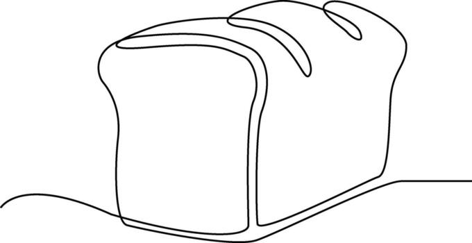 A single-line drawing of a loaf of bread, showing its crust and texture in a minimalist style. vector