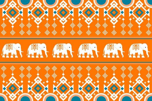 Boho Style Elephant Fabric Pattern vector