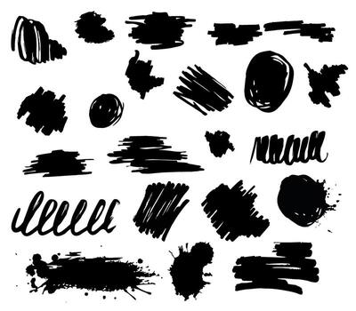 Ink drops and splashes Set. Blotter spots, liquid paint drip drop splash and ink splatter. Grunge design elements set vector