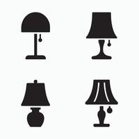 Bedside lamp glyph icons set night light decor vector