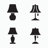 Bedside lamp solid icons set interior illumination vector