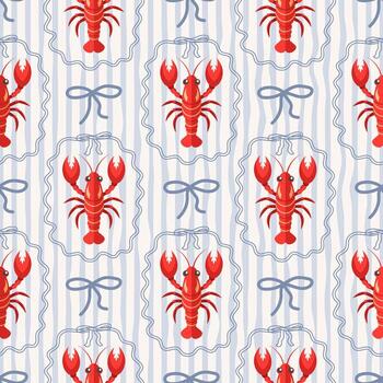 Lobster pattern fabric design vector