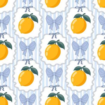 Lemon and bow themed pattern design vector