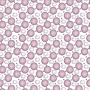 Seamless pattern with an red onion mars slice. Repeating background of red healthy vegetable vector