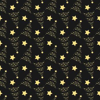 Seamless repeating background with a christmas tree and star. New year tree pattern vector