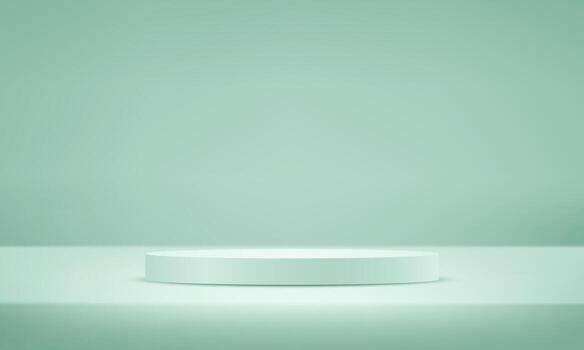 Pastel green background 3d with white podium Space for selling products on the website. Abstract wallpaper design with copy space to display your products. illustration. vector