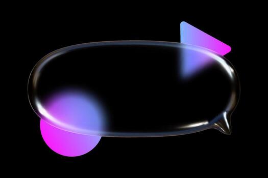 3D glass speech bubbles with geometric gradients create a modern glass morphism effect for digital designs and communication interfaces. vector