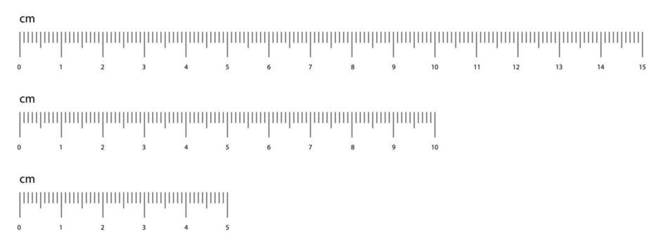 Measuring scale with numbers, markup for rulers. Measuring scale for the ruler lines. Size comparing quantities. Distance, repeatable. vector