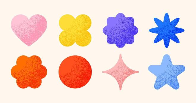 Modern retro geometric shapes with gradient texture vector