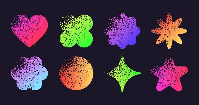 conjunto de resumen formas con granoso grunge textura vector