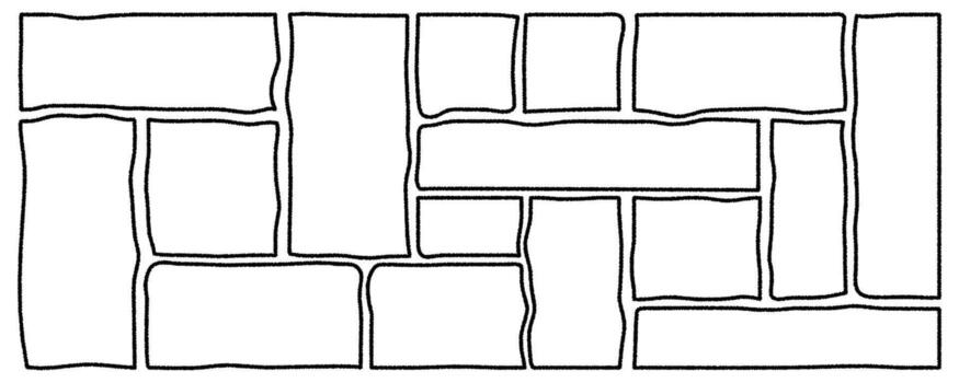 Frame border black ink drawn collection. Textured square rectangle empty outline doodle shapes. Set of crayon text boxes for backdrops vector