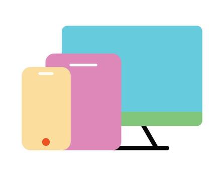 sensible diseño multi dispositivo íconos representando sitios web adaptabilidad a través de dispositivos vector