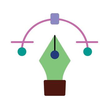 Digital pen tool icon with smooth bezier curve lines for design software vector
