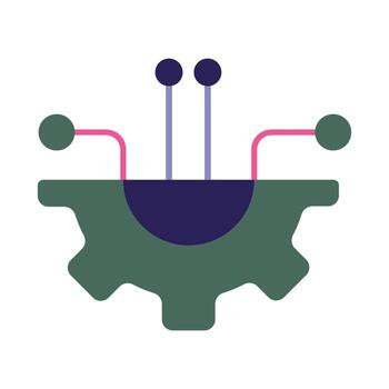 Automation and Technology Integration Icon with Gear vector