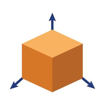 3D Modeling Cube with Coordinate Axes Icon vector