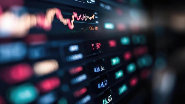 Dynamic stock market data display featuring fluctuating values and financial analysis photo