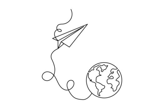 Paper plane icon continuous line art minimalist outline simple abstract isolated illustration vector