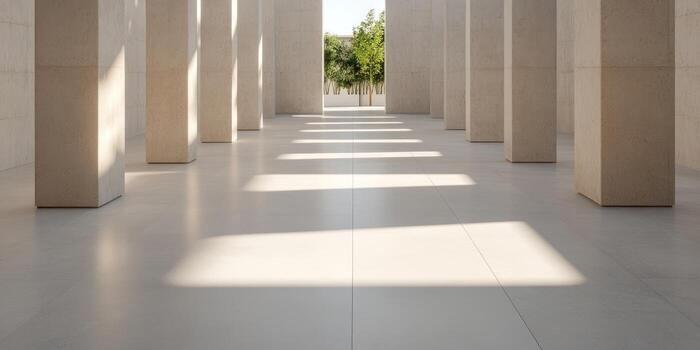 Pillar array architecture sunlight and geometric pattern photo