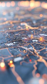 Interconnected digital network city data system visualized as abstract technology grid photo