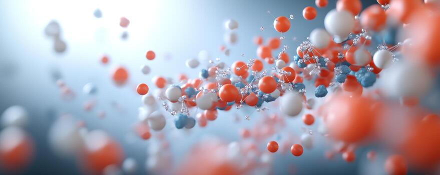 Interconnected spheres in abstract molecular network background for science and technology photo